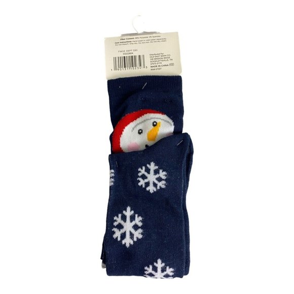Holiday Style Knee Socks Womens 4-10 Shoe Size Blue Snowman Snowflake Lights Up - Picture 3 of 5
